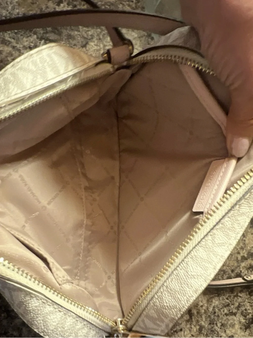 Michael Kors Pink and White Signature Crossbody with Matching Pink Wristlet